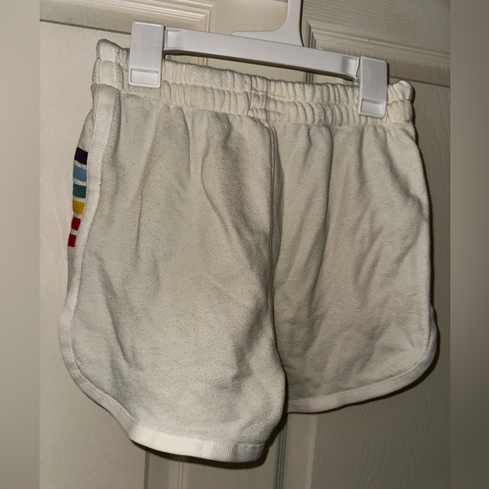 MOTHER Women's cream Shorts with Rainbow Stripes XS loungewear casual - Picture 5 of 8